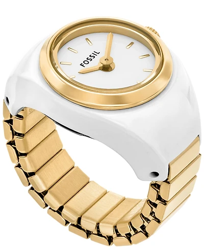 Fossil Women's Two-Hand Gold-Tone Stainless Steel Ring Watch, 15mm