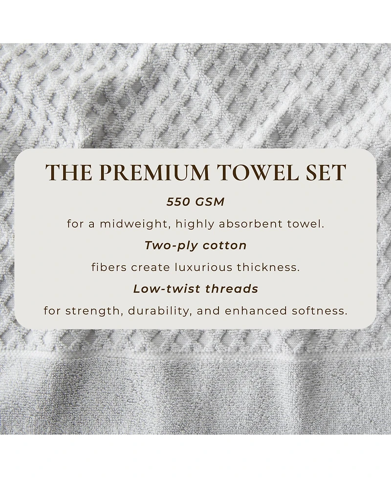 Linery & Co. Quick-Drying Cotton Diamond Waffle Textured Bath Towel, 54" x 27"