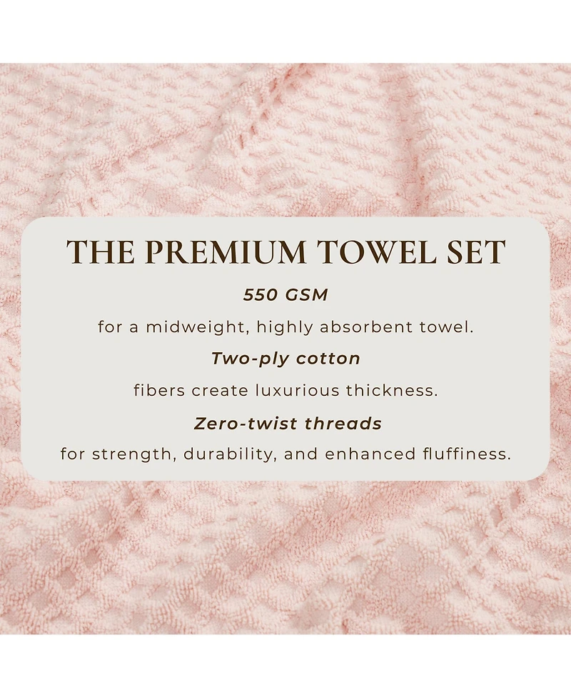 Linery & Co. Quick-Drying Cotton Diamond Waffle Textured -Piece Bath Towel Set