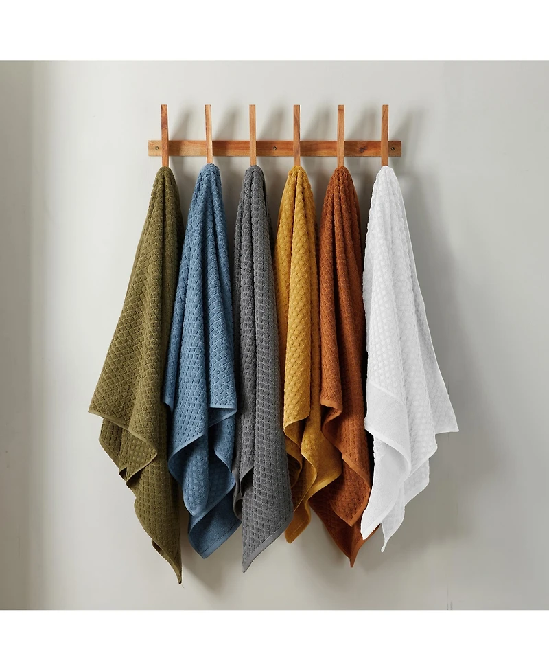 Linery & Co. Quick-Drying Cotton Diamond Waffle Textured -Piece Bath Towel Set