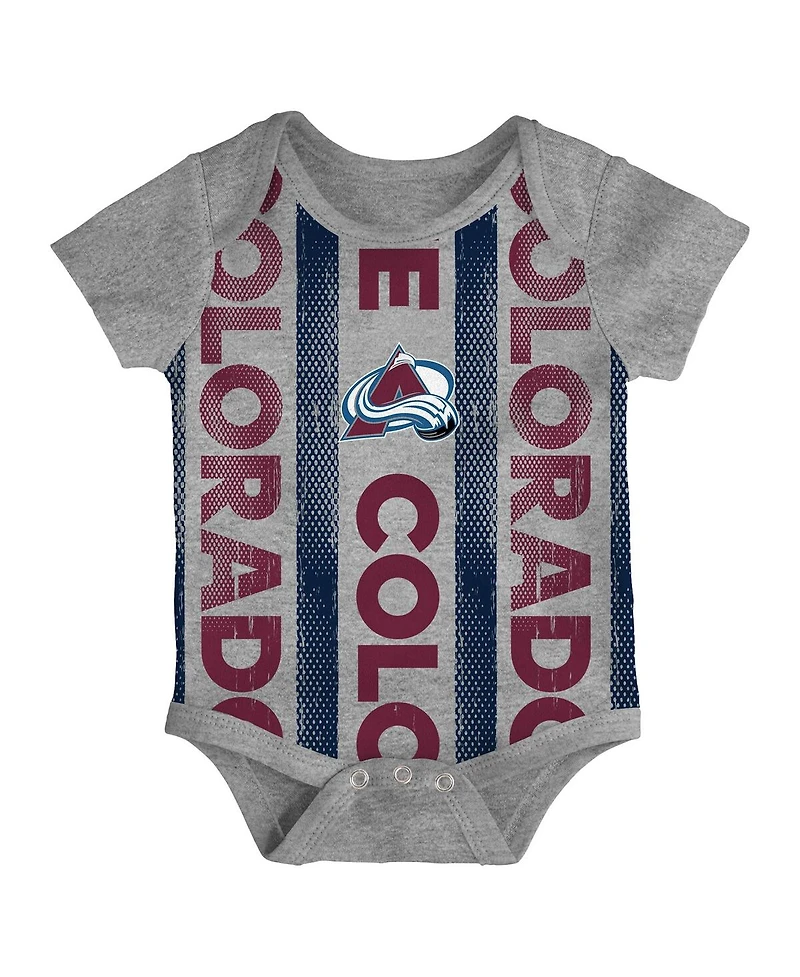 Outerstuff Newborn Colorado Avalanche Loyal Buddies Bodysuit 3-Pack