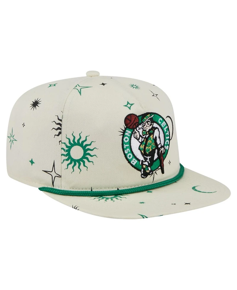 New Era Men's Cream Boston Celtics Lunar Golfer Snapback Hat