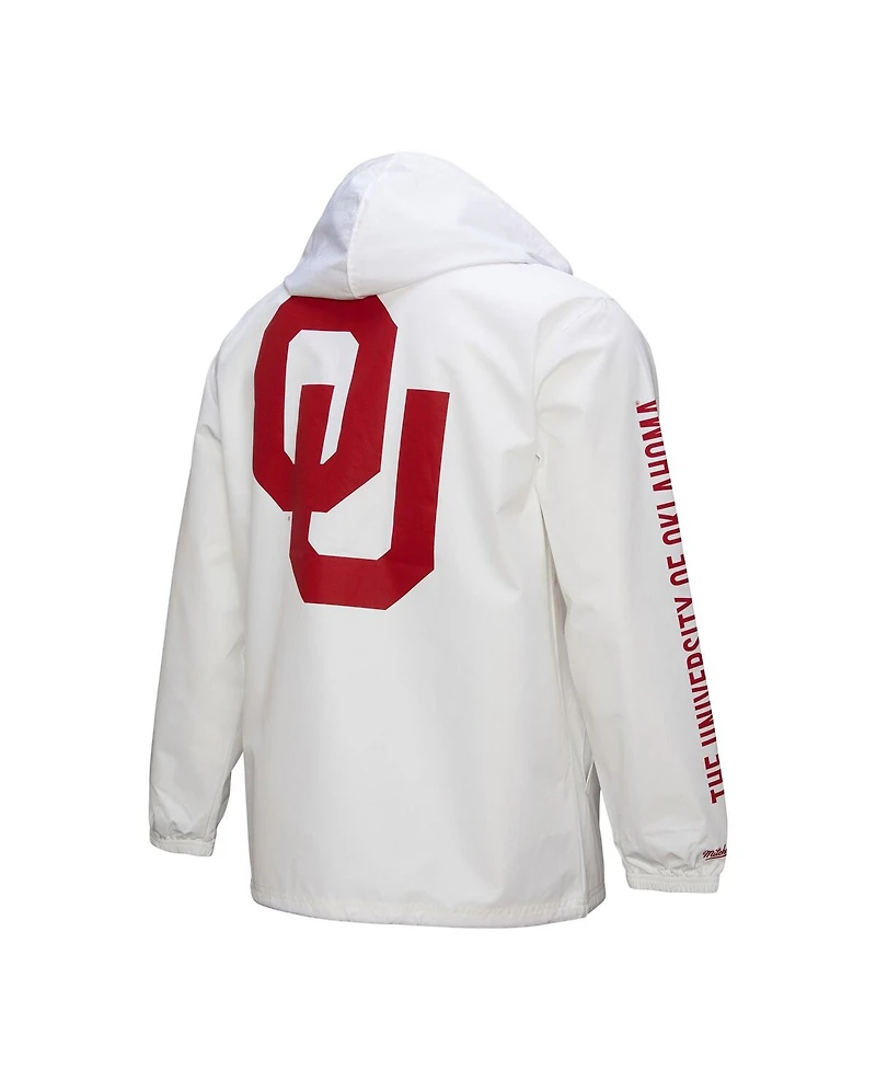 Mitchell & Ness Men's White Oklahoma Sooners Coaches Full-Snap Hoodie Jacket