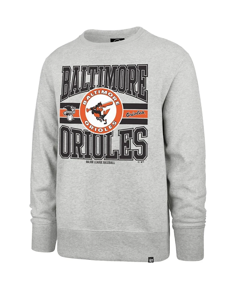 '47 Brand Men's Gray Baltimore Orioles Letters Headline Pullover Sweatshirt
