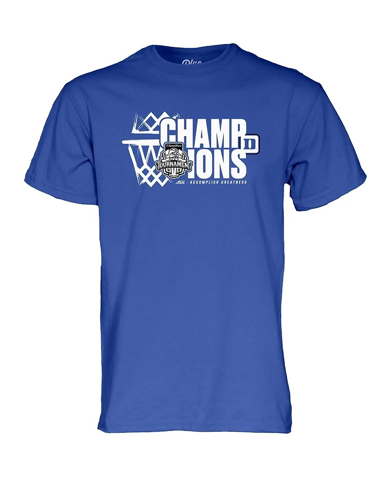 Blue 84 Men's Royal Duke Devils 2025 Acc Basketball Conference Tournament Champions Locker Room T-Shirt