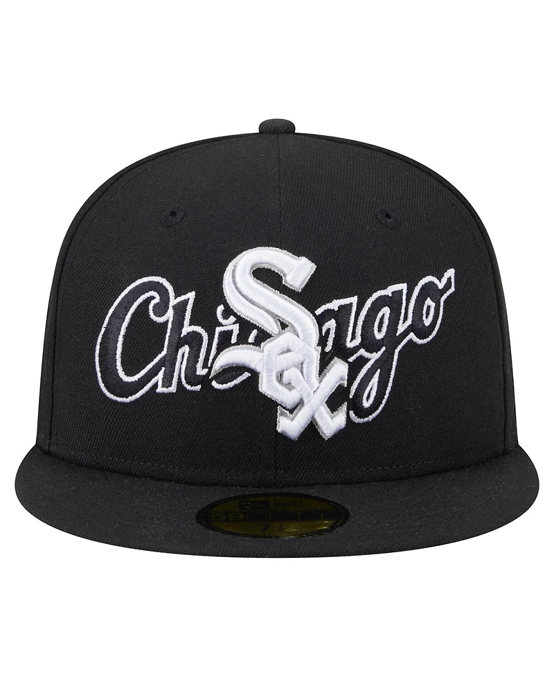 New Era Men's Black Chicago White Sox Overlap 59FIFTY Hat