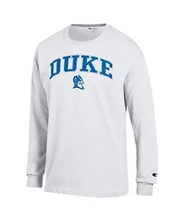 Champion Men's White Duke Blue Devils Arch Over Logo Long Sleeve T-Shirt