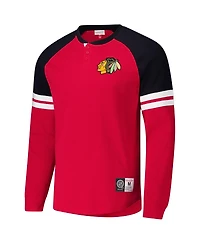 Mitchell & Ness Men's Red Chicago Blackhawks Thermal Henley Long Sleeve T-Shirt
