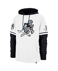 '47 Brand Men's White/Black Dallas Cowboys Throwback Shortstop Pullover Hoodie