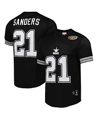 Mitchell & Ness Men's Deion Sanders Black Dallas Cowboys Retired Player Name Number Mesh Top