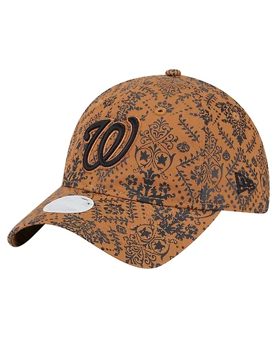 New Era Women's Brown Washington Nationals Vintage Deco 9TWENTY Adjustable Hat