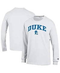 Champion Men's White Duke Blue Devils Arch Over Logo Long Sleeve T-Shirt