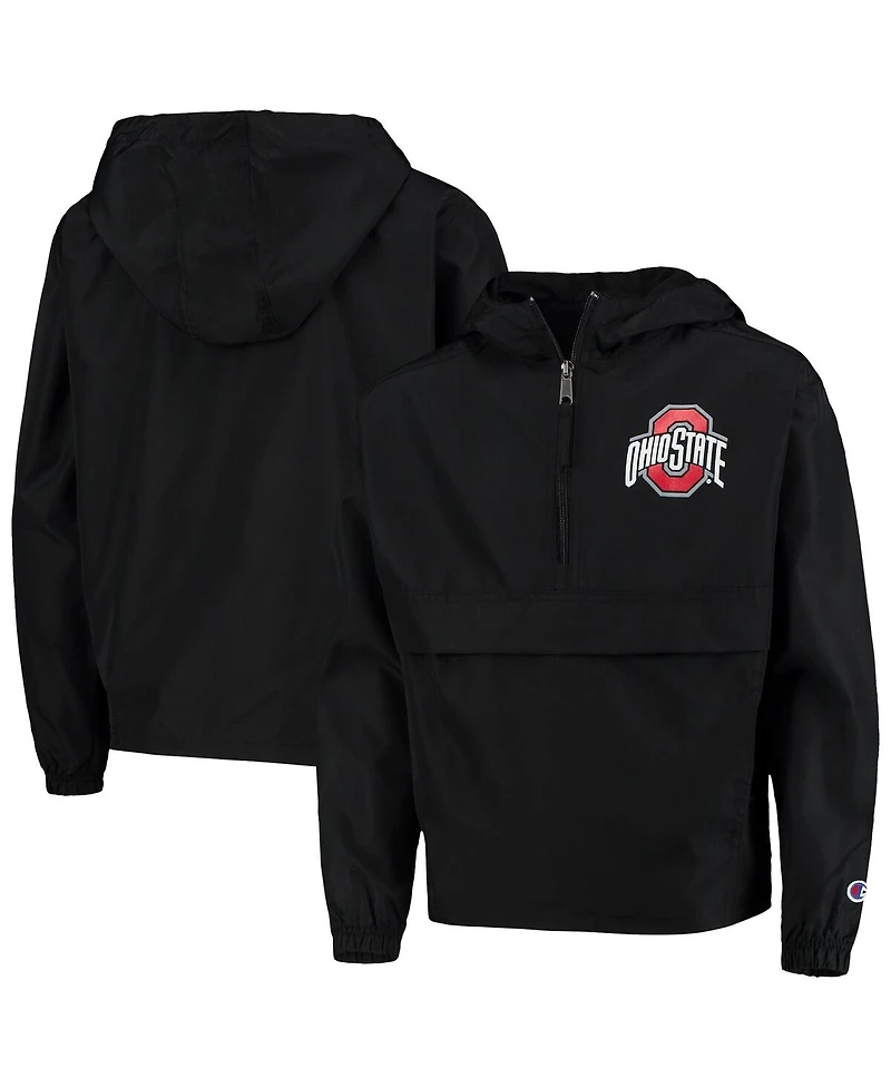 Champion Big Boys and Girls Black Ohio State Buckeyes Pack Go Quarter-Zip Windbreaker Jacket