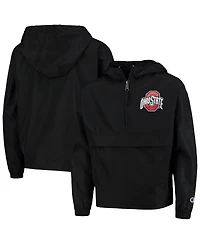 Champion Big Boys and Girls Black Ohio State Buckeyes Pack Go Quarter-Zip Windbreaker Jacket