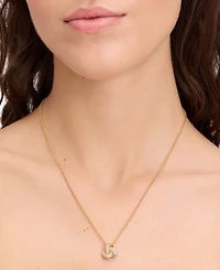kate spade new york Gold-Tone Pave Double Knot Pendant Necklace, 16" + 3" extender
