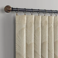 Coppa Leaf Motif Magnetic Closure 100% Blackout Back Tab Curtain Panel