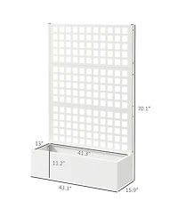 Outsunny Metal Planter Box with Trellis, Drain Holes, 43"x16"x70",