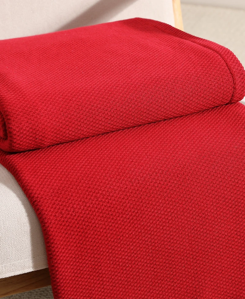 Tommy Hilfiger Solid Cotton Pique Blanket