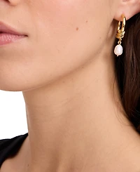 kate spade new york Gold-Tone Freshwater Pearl Charm Knot Hoop Earrings