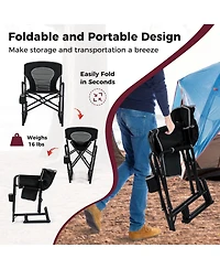 Outdoor Rocker Camping Chair with Dual Springs and Padded Back