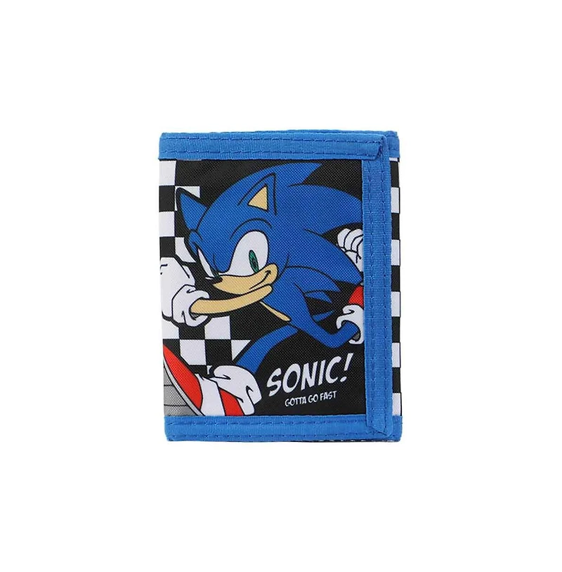 Sonic The Hedgehog Character & Checkered Patterns 2-Piece Curved Snapback Hat & Bi-Fold Wallet Set