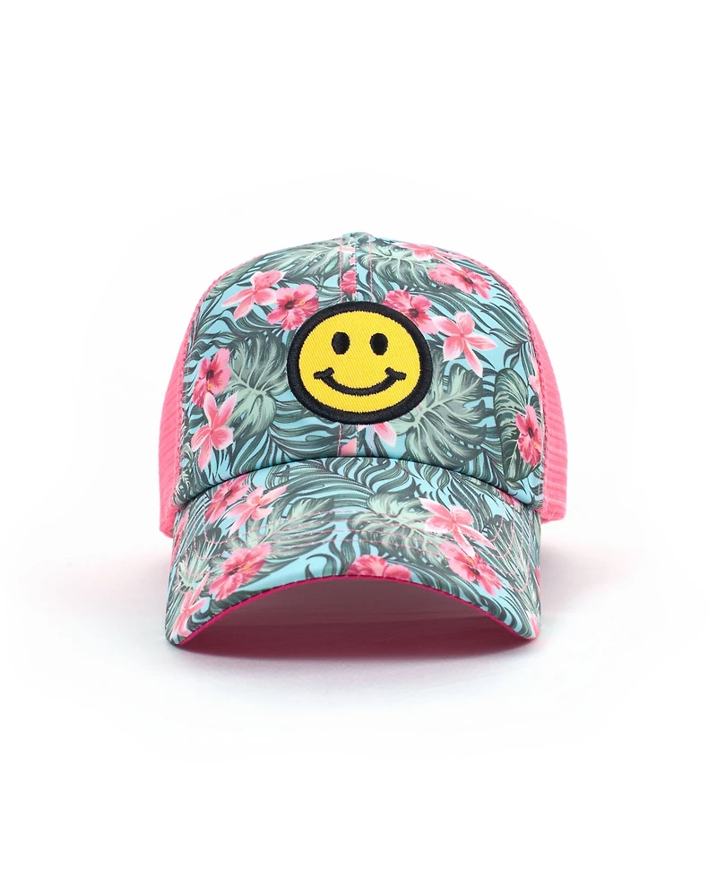 Shady Lady Women's Adjustable Snap Back Smiley Face Trucker Hat