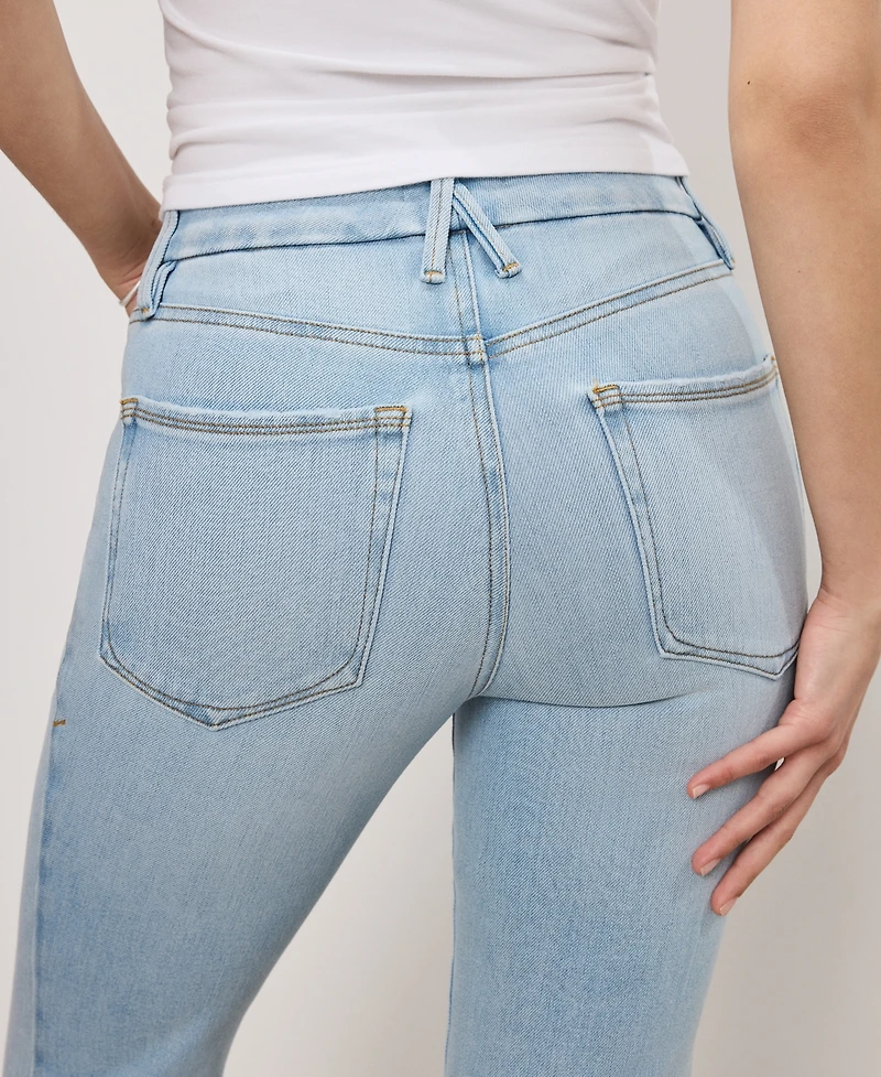Good American Petite Soft-Tech Mid-Rise Flare-Leg Jeans