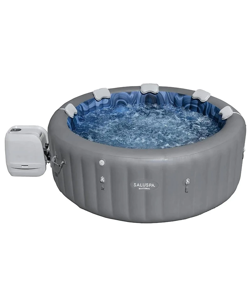 Bestway SaluSpa Santorini HydroJet Inflatable Hot Tub w/ 180 Soothing Jets, Gray