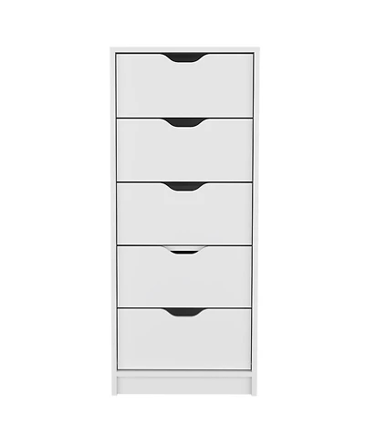 Space-Saving 5-Drawer Tall Dresser in Manufactured Wood