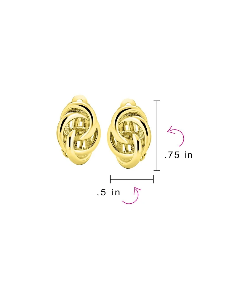Bling Jewelry Interlocking Rope Love Knot Clip On Earrings For Non Pierced Ears Polished Gold Silver Plated Brass