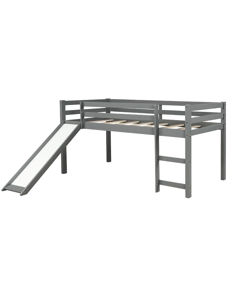 Space-Saving Low Loft Bed with Slide – Playful and Functional