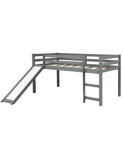 Space-Saving Low Loft Bed with Slide – Playful and Functional