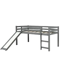 Space-Saving Low Loft Bed with Slide – Playful and Functional
