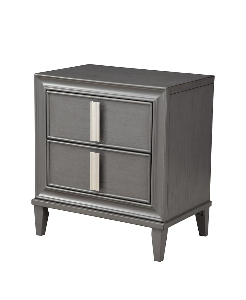 Two-Drawer Contemporary Wood Nightstand for Bedroom Storage