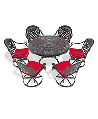 Streamdale 7-pc Cast Aluminum Dining Set, 6 Swivel Chairs, 48" Round Table, Black Frame