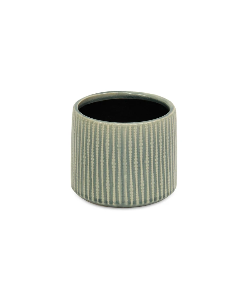 Striped Ceramic Round Planter – Versatile Pot for Indoor & Outdoor Spaces