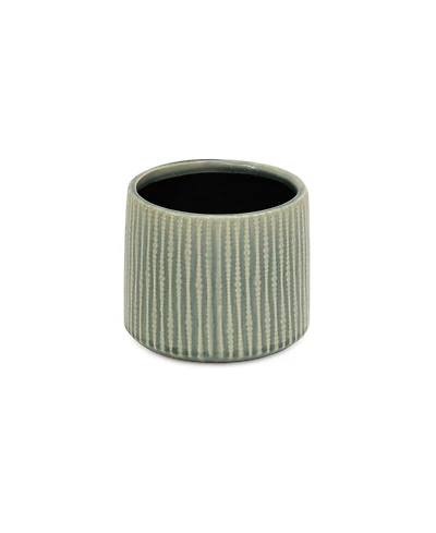 Striped Ceramic Round Planter – Versatile Pot for Indoor & Outdoor Spaces