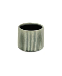 Striped Ceramic Round Planter – Versatile Pot for Indoor & Outdoor Spaces