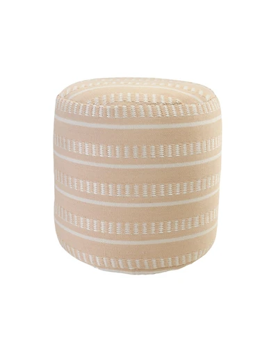 Striped Round Polyester Pouf Ottoman for Patio and Home Decor