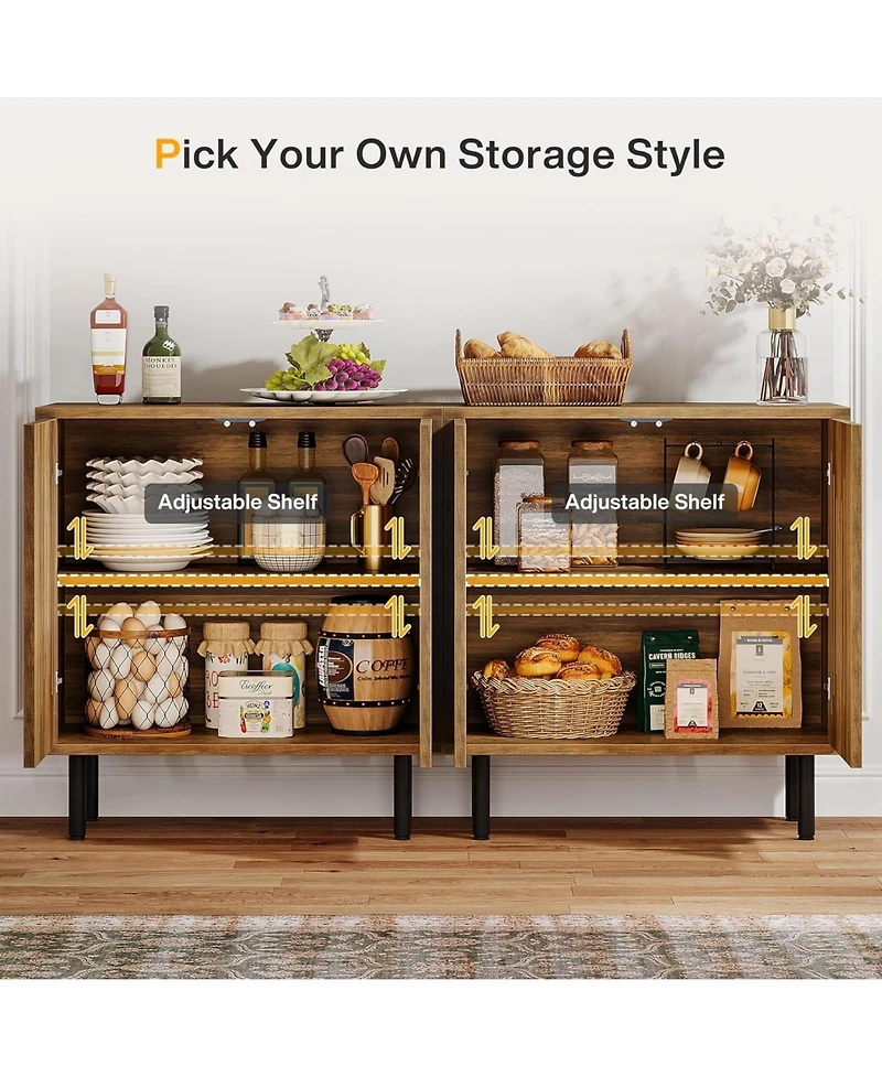 Tribesigns Set of 2 Sideboard Buffet with Storage, 59" Buffet Sideboard Cabinet with Adjustable Shelves, Accent Storage Cabinet for Living Room