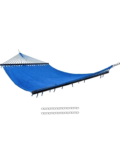 Large Double Wide Two-Person Polyester Rope Hammock with Spreader Bars - 600 lb Weight Capacity