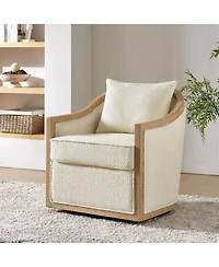 Zacharie Farmhouse Rattan Solid Wood Armchair