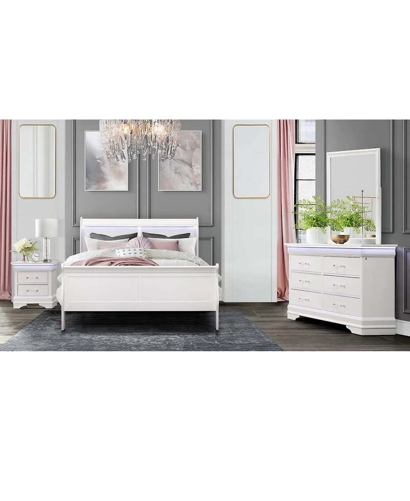 Solid Wood Five-Drawer Chest with Led Lighting for Bedroom Storage