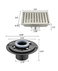 6 Inch Square Shower Floor Drain