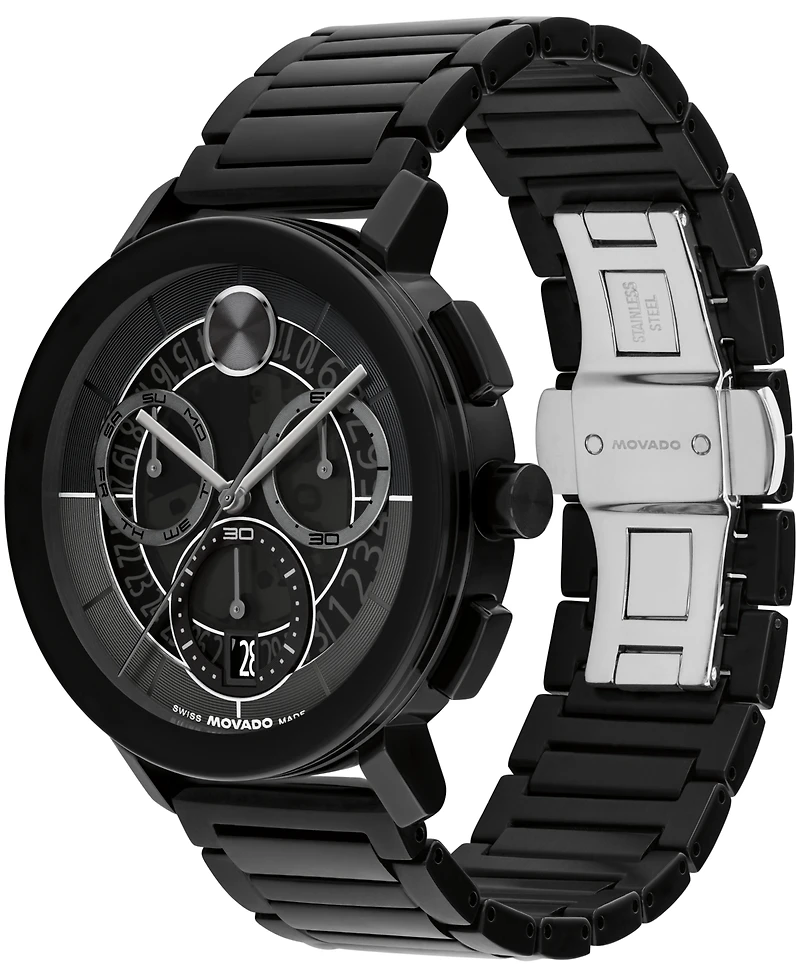 Movado Men's Bold Evolution 2.0 Swiss Quartz Chrono Ionic Plated Black Steel Watch, 42mm