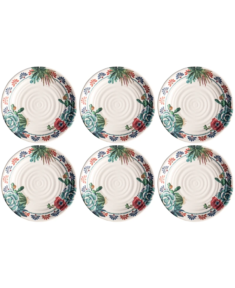 Abode Homewares Desert Succulent 6-Pc. Dinner Plates, Service For 6