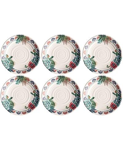 Abode Homewares Desert Succulent 6-Pc. Dinner Plates, Service For 6