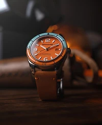 Spinnaker Men's Fleuss Automatic Orange Leather Strap Watch, 43mm