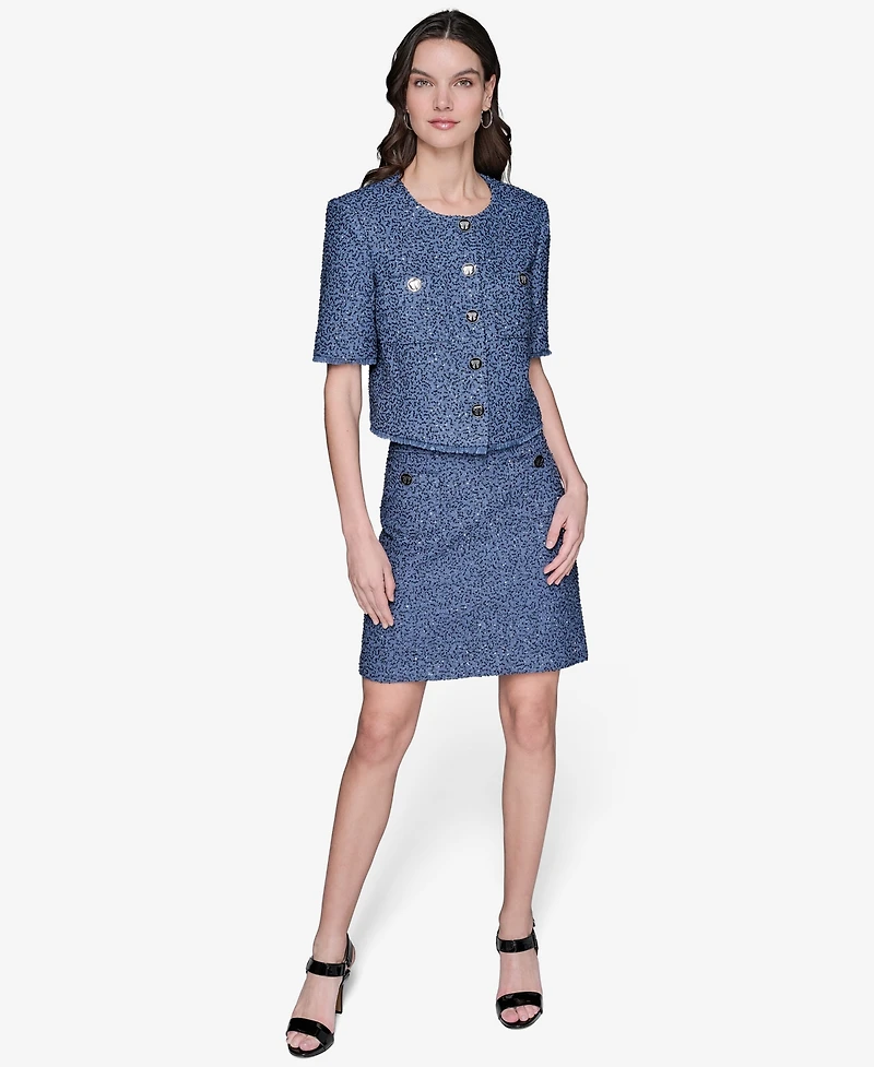 Karl Lagerfeld Paris Women's Embellished Cropped Jacket