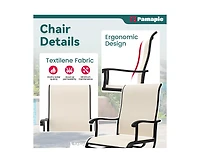 Beige 5-Piece Patio Dining Set with 4 Textilene Swivel Chairs